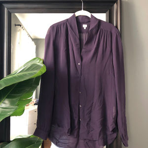 Aritzia Wilfred Sheer Silk Purple Blouse Size XS